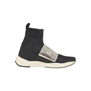 Balmain Cameron Embossed Logo High Top Sneakers in Black Stretch Knit And Mesh